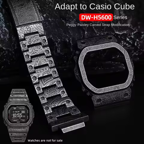 Retro Paisley Pattern Stainless steel Mod Kit For Casio G-SHOCK 3516 DW-H5600MB-1 DW H5600 Modified 