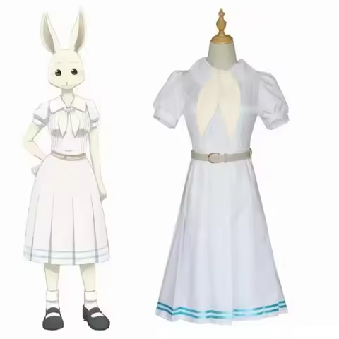 Anime Beastars White Rabbit Haru JK Uniform Dress White Dress Haru Cosplay Costume for Woman Girls H