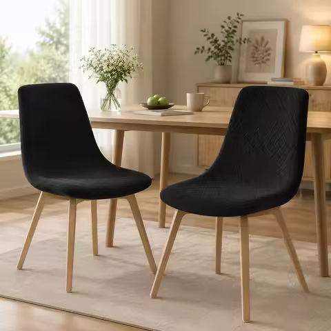 1PC/2PCS/4PCS Waterproof Diamond Jacquard Eames Style Shell Chair Cover Stretch Removable Seat Prote