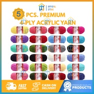 Wintop Premium 5pcs. 50g 4-Ply Acrylic Yarn – Soft & Versatile for Hand Knitting and Crochet Yarn