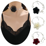 MAWAR Prilly Flower Floating Pearl Necklace Lotus Rose Flower Necklace Lotus Rose Pearl Aesthetic Pa