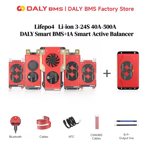 Daly Active Balance BMS 16S 48V Smart BMS Lifepo4 4S 12V 8S 24V 60A 80A 100A 150A 250A 300A 500A Li-