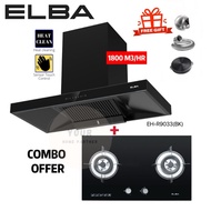 [Free Shipping] Elba Designer Hood EH-R9033(BK) Full Black Series Hood with Cooker Hob Gas Cooker Da