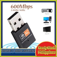 WiFi Adapter 600Mbps Dual-Band 2.4G/5G Hz Mini Wireless WiFi Dongle Adapter For Desktop&Laptop