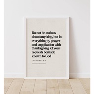 Bible Verse, Modern Bible, Scripture Wall Art, Christian Wall Art, Faith Print, Anxious for Nothing,