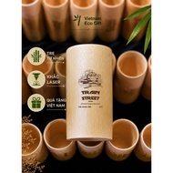 Laser Engraved Bamboo Cup Train Street Hanoi - Natural Bamboo Cup Vietnamese Souvenir