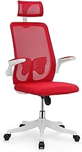 MoNiBloom Ergonomic Office Chair Lumbar Support, 360 Swivel Breathable Mesh Desk Chair with Headrest and Flip-Up Armrest, 95°-125° Adjustable High Back Ergonomic Desk Chair, 250 LBS Capacity, Red