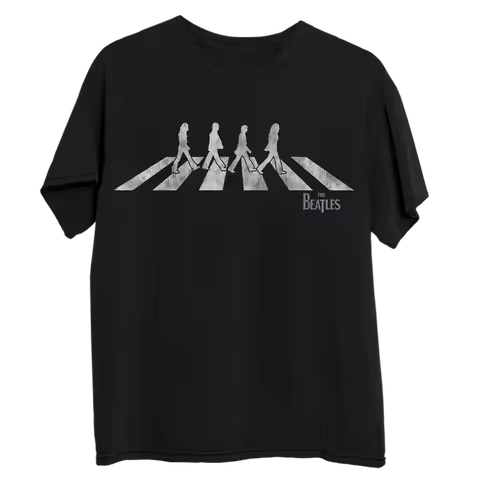 The Beatles Abbey Road Classic Cover Graphic T-Shirt Iconic Crosswalk Scene + Vintage Distressed Tex