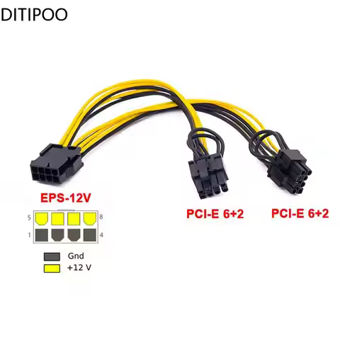 EPS CPU 8Pin to Dual 8(6 2) Pin PCIE PCI Express Adapter Power Cable Graphics Card Motherboard PCI-E