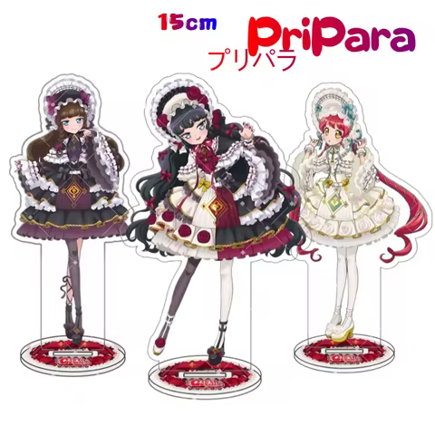 15cm PriPara Gothic Lolita Acrylic Stand Kurosu Aroma/Shiratama Mikan/Todo Sion Desk Decor Collectib