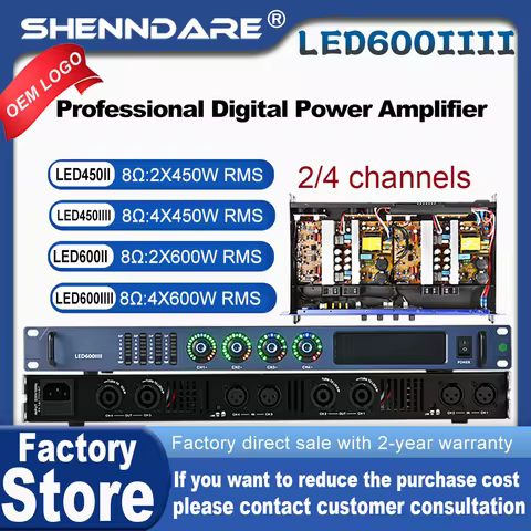 SenMicre LED450 4X450W 8Ohm Professional Digital Power Amplifier 4 Channel Sound Amplifier DJ Subwoo