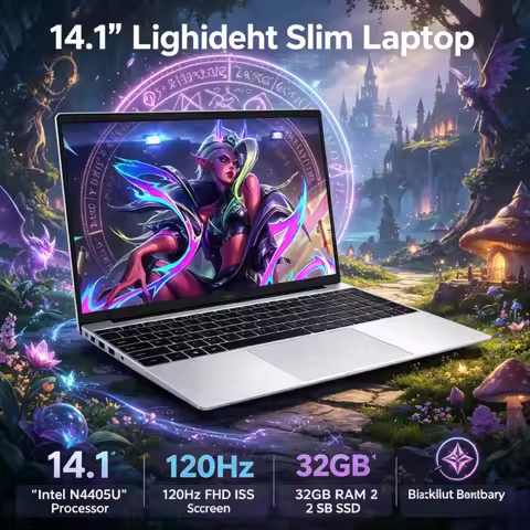 120Hz FHD IPS Screen 14.1 Inch Light Slim Laptop Intel 4405U 32GB Large RAM 2TB Fast SSD Practical B