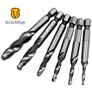 6Pcs HSS Drill Tap Combination Bit Set Deburr Countersink Hex Bit M3-M10 Drill Bit Set