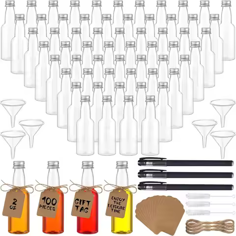Mini Liquor Bottles Set 2 oz Small Plastic Spirit Bottles Mini Wine Bottles Plastic Alcohol Shot Bot
