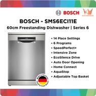 [NEW] BOSCH - 60cm Series 6 Freestanding Dishwasher (14 Place Settings) | SMS6ECI11E (INOX)