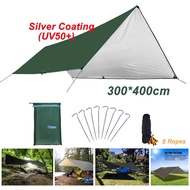 Bluefield Flysheet Camping Waterproof Large Awning Tarp for Tent (3x6m 3x5m 3x4m) Waterproof PU2000mm
