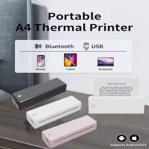 Portable A4 Thermal Printer Inkless Bluetooth Photo PDF Document Printer Memo Note Tattoo Print Wire