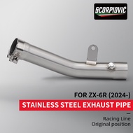 For ZX-6R ZX6R ZX636 2009-2024 Escape Motorcycle Exhaust System Muffler Middie Link Pipe Slip-On