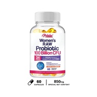 Womens RAW Probiotic Capsules with Prebiotics and Digestive Enzymes Supports Gut Balance Promotes Di