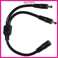 Aur 23cm Long DC5525 Extension Cable 5 5x2 5mm Female to 2xMale Connector Cord Line