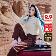 GIORDANO Women T-Shirts High Neck Stretchy T-Shirts Wave Edge Cuff Long Sleeve Fashion Casual Slim T