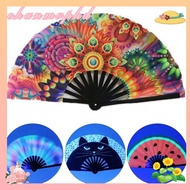 CHANMVPHD Folding Hand Fan Bamboo Decoration Dance Supplies Wedding Event Club Printing Fan Handheld