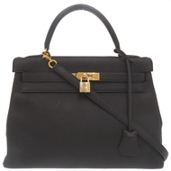 愛馬仕 Kelly 32 手提包，成色極佳，內縫線清晰，Togo 皮革，黑色，金色五金，〇Z 印記（1996 年製造），黑色，0096 [二手] 愛馬仕