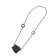 全新未使用愛馬仕 Crochet Metal Swift 皮革銀色卡其色項鍊 1342 [二手] 愛馬仕