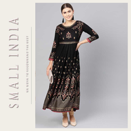 {**ส่งฟรี**} SMALL INDIA 🦋 Rayon Digital Print Gown ชุดเดรส 🦋 Women Gown Dress