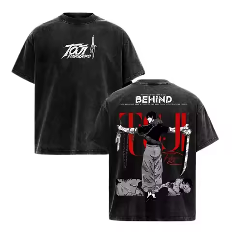 Anime Jujutsu Kaisen Fushiguro Toji Printed T-shirt Men's and Women's Washed T-shirt High Quality Vi