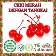 MERAH Red Cherry Stem Red Marischino Cherries with Stem Cherry/ [Frutaneira] Size: 4.25kg 1kg/ 500gr