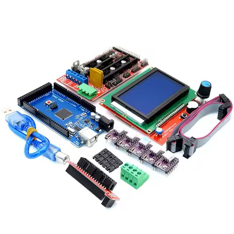 Mega 2560 R3 CH340+1pcs RAMPS 1.4 Controller+5pcs A4988/DRV8825 Stepper Driver Module+1pcs 12864 con