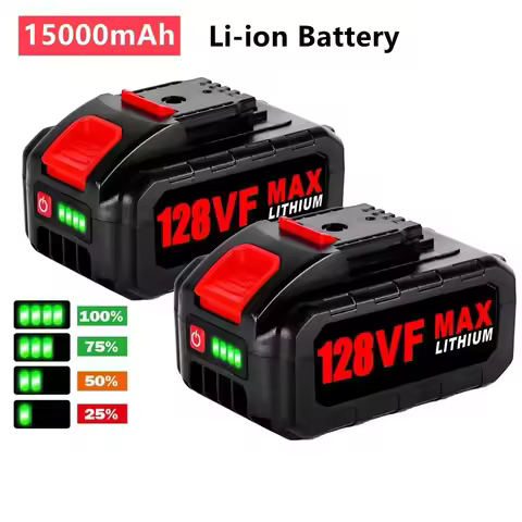 15000mAh 18V/21V Rechargeable Battery 128VF Lithium Ion Battery for Worx WA3551 WA3553 WA3641 WG629E