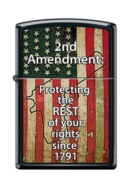 Lighter- Second 2nd Amendment Protecting Black Matte Windproof Lighter #Z5081