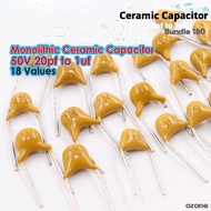 10pc Monolithic Ceramic Capacitor 20pf to 1uf