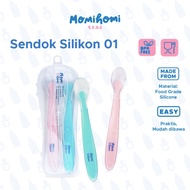 MOMI HOMI Sendok Makan Bayi 01 Silikon Baby Safety Spoon Lentur Sendok Makan Silicone Mpasi Baby Foo