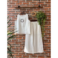 Bộ đũi nữ sát nách thêu hoa lên from cực xinh thời trang nữ HDstore phong cách đơn giản sang trọng D