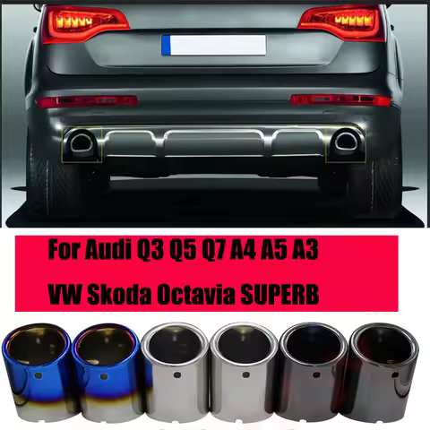 2pcs Car Exhaust Muffler Tips For Audi A1 A3 A4 A5 A6L Q3 Q5 Q7 For Golf 6 7 For VW Tiguan Passat Fo