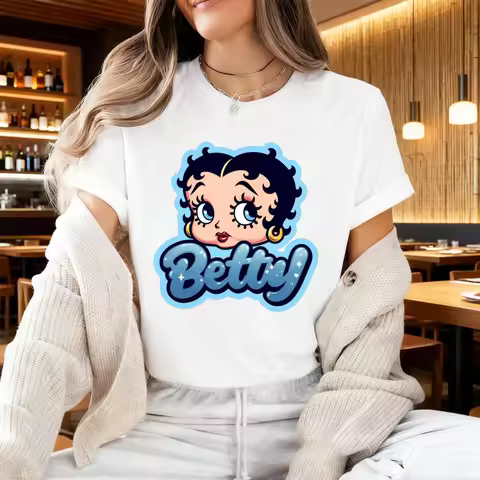 Betty Boop Y2K Style Graphic TShirt Retro Women Cotton Short Sleeve Betty Boop Lover Shirt Y2K Aesth