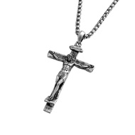 Sterling Silver Crucifix Pendant Necklace for Men Women, Jesus Cross Necklace for Boy Christmas Gift