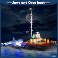 21350 Jaws movie memorabilia series building block toys Jaws and Orca boat diorama Building Block Ch