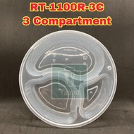 TAPAU - ( 50sets±) Felton Disposable Plastic Container RT 1100r - 3 Compartment Round Container/ Bek