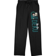 Bioworld My Hero Academia Deku Punch Men's Black Graphic Sleep Pajama Pants