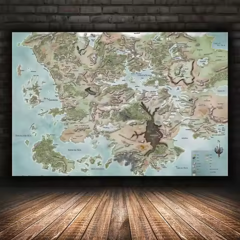 Dungeons & Dragons Map Poster Forgotten Realms Canvas Painting Print Game Poster Gift Wall Art Hd Pi