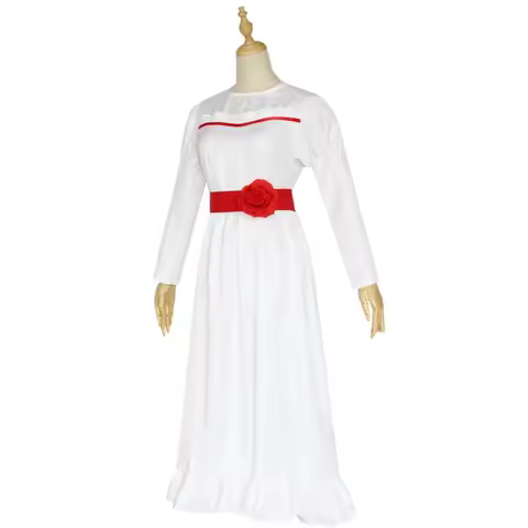 cosplay horror white dress anime game long sleeved O-neck female performance dress Adult children ro