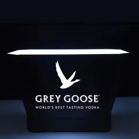 Venue Branding Black Painting LED Grey Goose Vodka Ice Bucket Table Service Bottle Cooler Tub With C