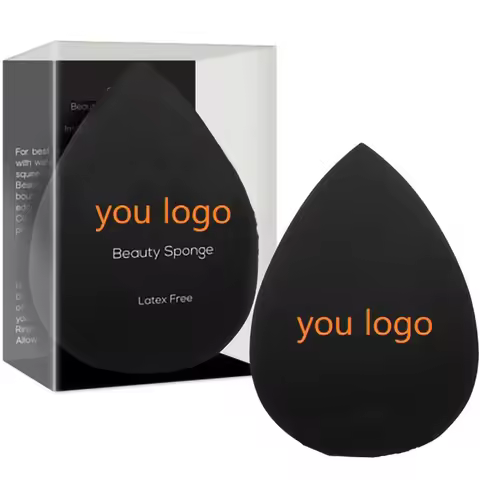 Custom Logo Beauty Sponge Custom Your Logo Cosmetics Beauty Sponge Latex Free and Vegan Makeup Black