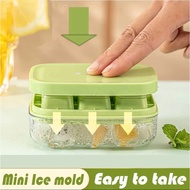 【IN Stock】 Press Type Ice Tray with Lid 6 Grid Mini Ice Cube Mold Lazy Silicone Fridge Press Type Reusable Ice Maker Storage Box