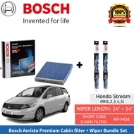 Bosch Aerotwin Wiper Set (2pcs) and Aeristo Premium Cabin Filter (1pcs) - Honda Stream (RN12345)
