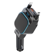Retractable Car Charger True 96W Super Fast Charging Adapter With USB C Port Retractable Type-C Cabl